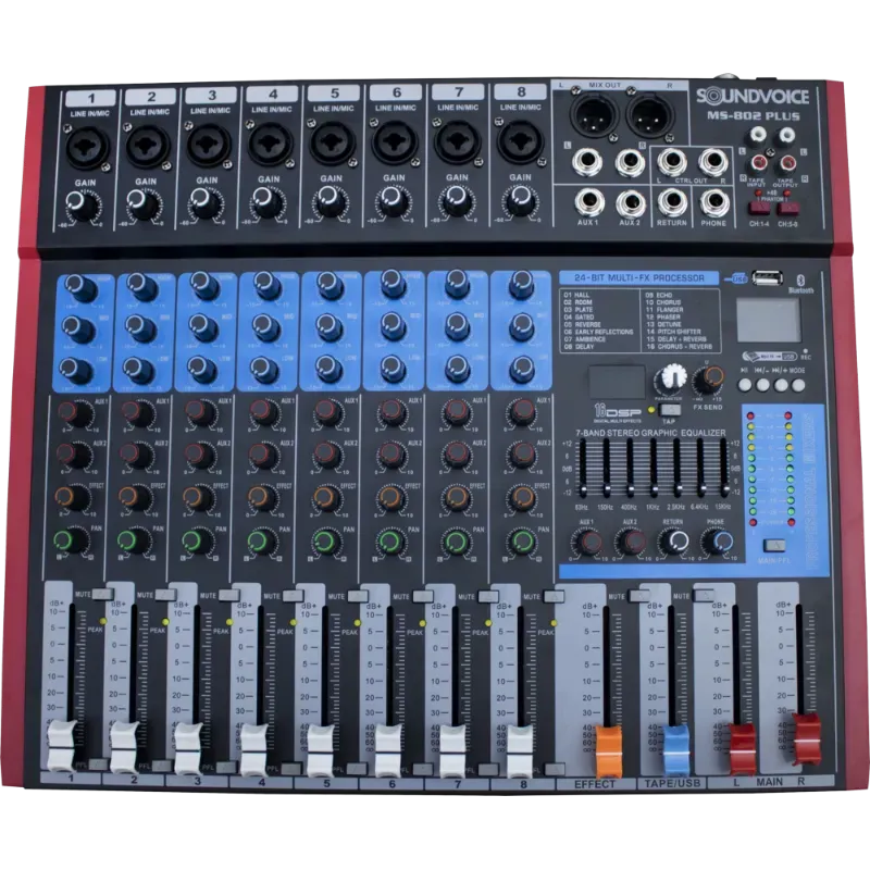 Mesa de Som Soundvoice MS-802 Plus 8 Canais USB Bluetooth